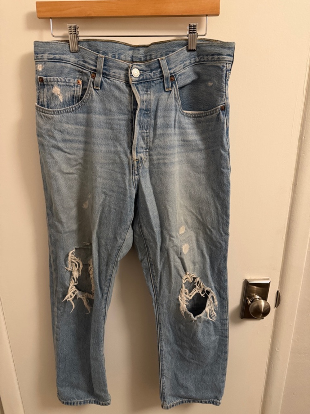 Levi's Light Blue Relaxed Fit Distressed Jeans
